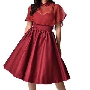 Unique Vintage red dress with capelet size large